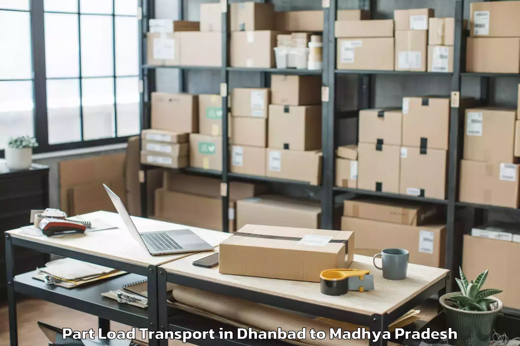 Book Dhanbad to Mandsaur University Mandsaur Part Load Transport